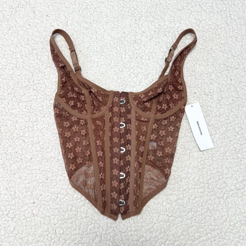 Urban Outfitters Out From Under Wildflower Lace Corset Brown NWT